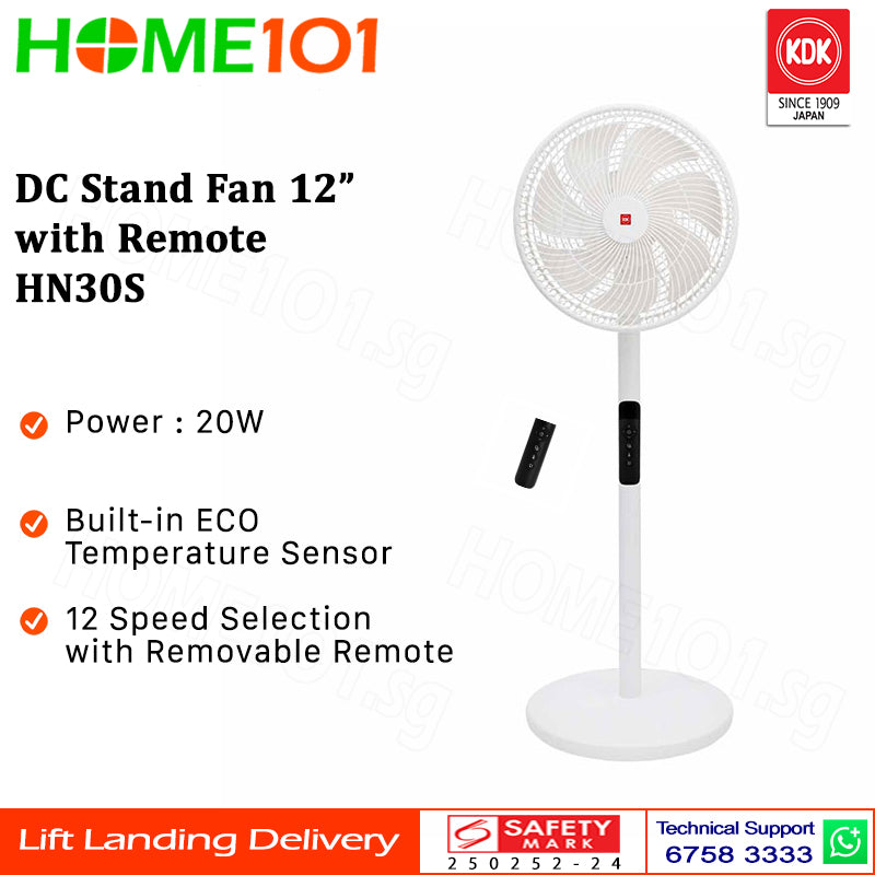 KDK DC Stand Fan 12" with Remote HN30S