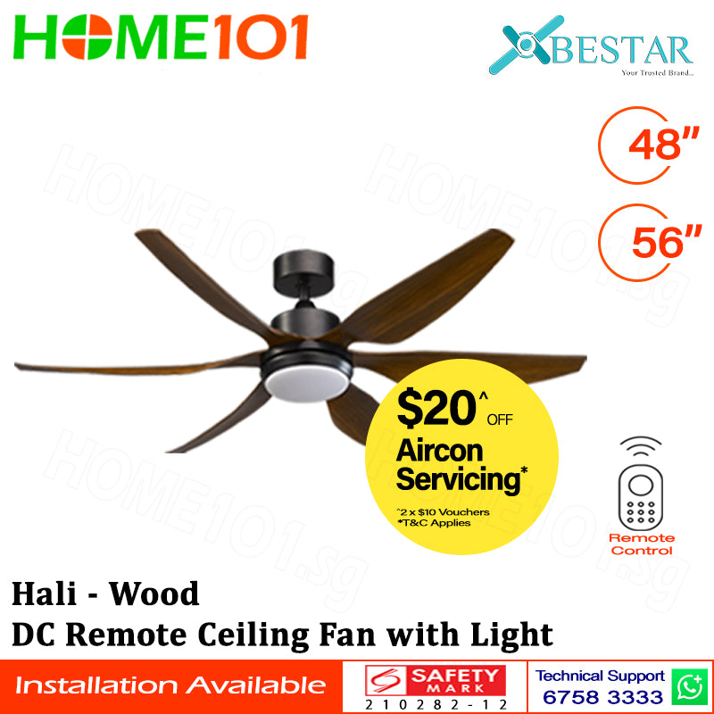 ($1 REPLACEMENT) Bestar DC Motor Ceiling Fan with Remote Control & Light 48"/56” Hali