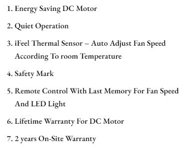 ($1 REPLACEMENT) Bestar DC Motor Ceiling Fan with Remote Control & Light 48"/56” Hali