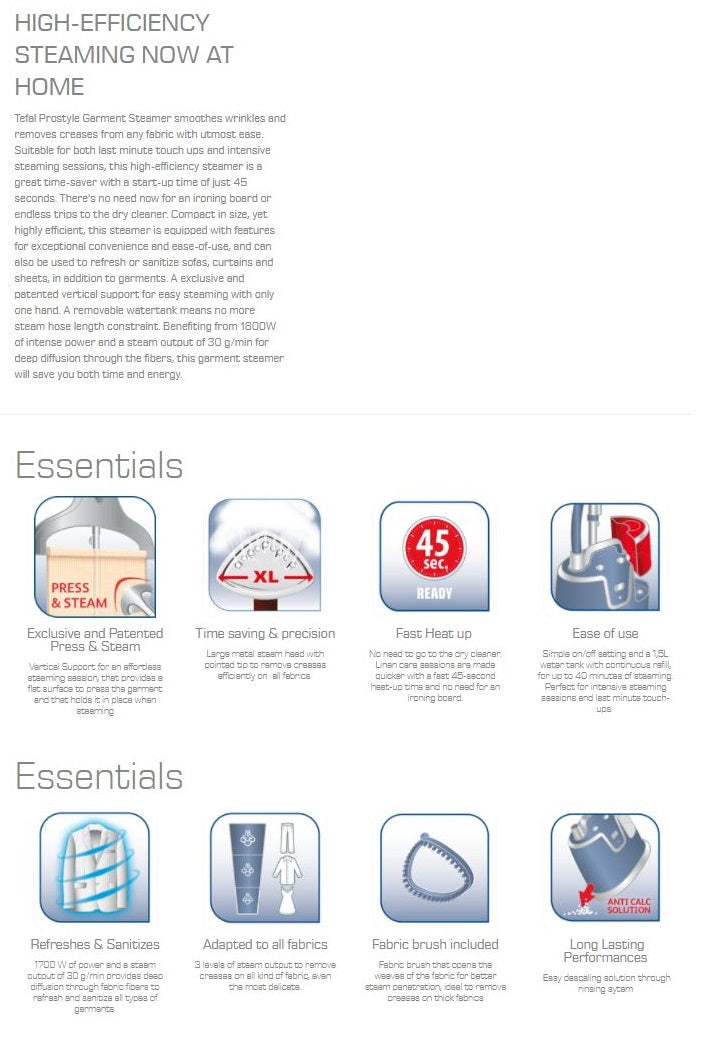 Tefal Pro Style Garment Steamer 1800W IT3440