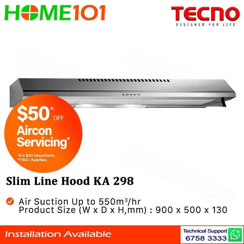 Tecno Slim Line Cooker Hood 90cm KA 298