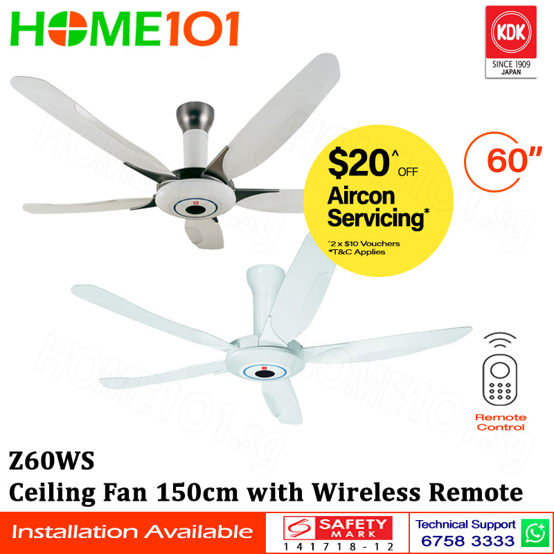 KDK Super Deluxe Ceiling Fan 150cm w/ Remote Ctrl Z60WS