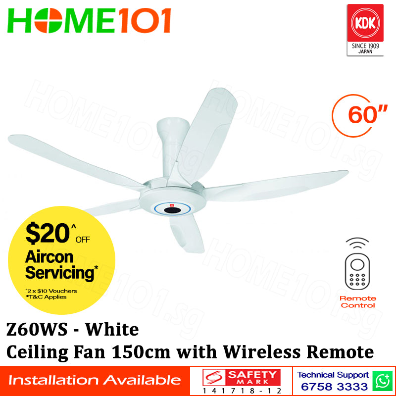 KDK Super Deluxe Ceiling Fan 150cm w/ Remote Ctrl Z60WS