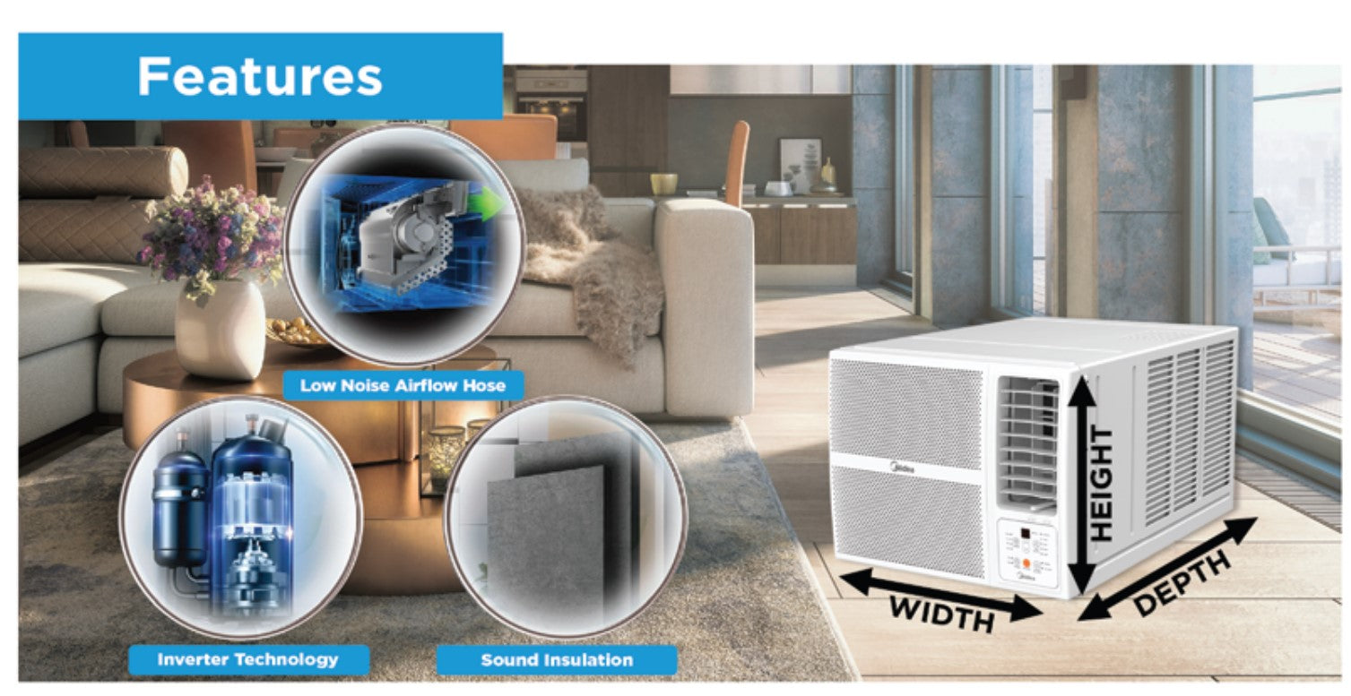 Midea Inverter Window AirCon with Remote 12000btu MWAC12PRO | MWAC-12PRO