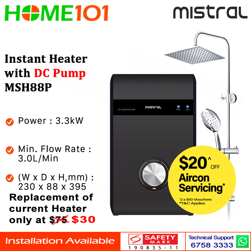 Mistral Electric Instant Water Heater with DC Pump MSH88P