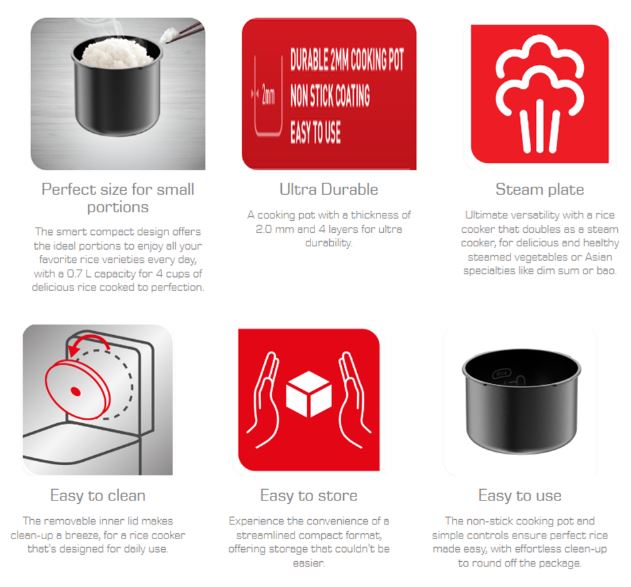 Tefal Mini Mechaniecal Rice Cooker 0.7L RK2241