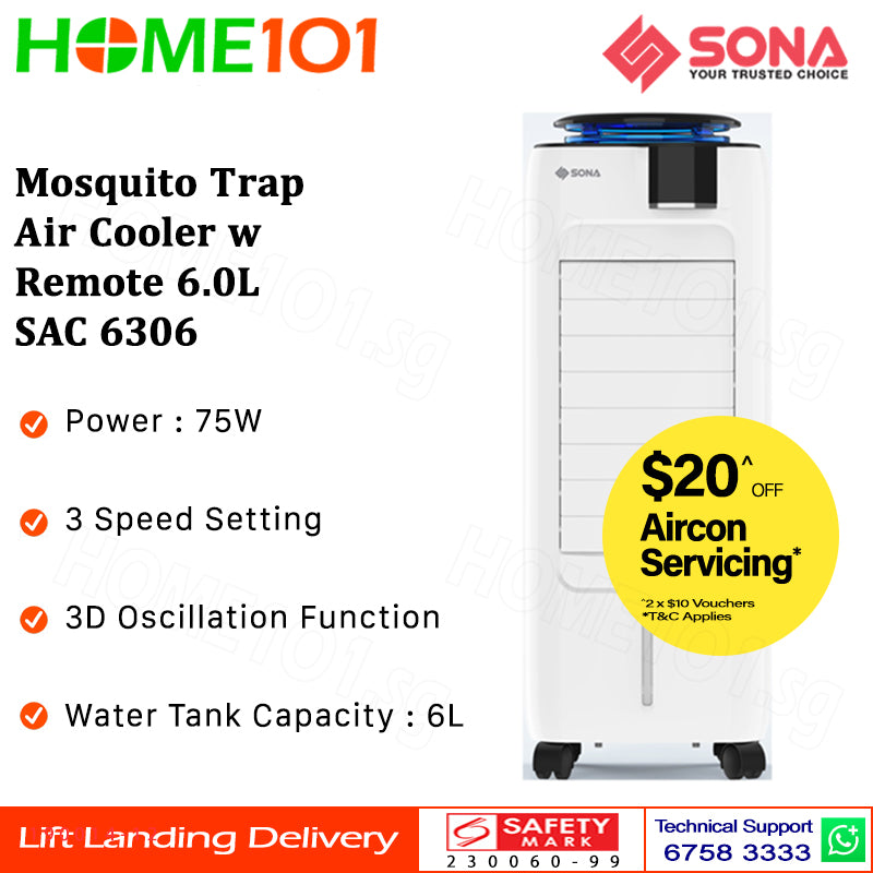 Sona Mosquito Trap Air Cooler With Remote Control 6.0L SAC 6306