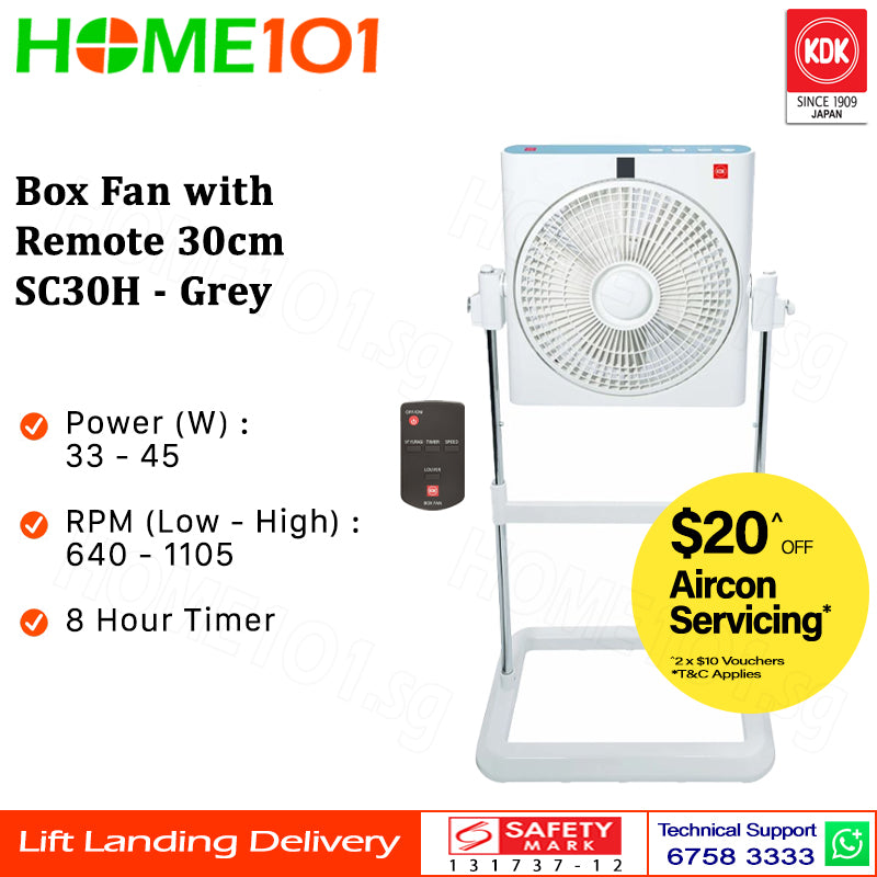 KDK Box Fan 30cm w/Remote Control and Stand SC30H