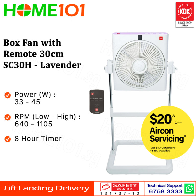 KDK Box Fan 30cm w/Remote Control and Stand SC30H