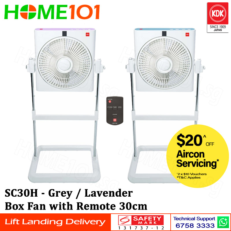 KDK Box Fan 30cm w/Remote Control and Stand SC30H