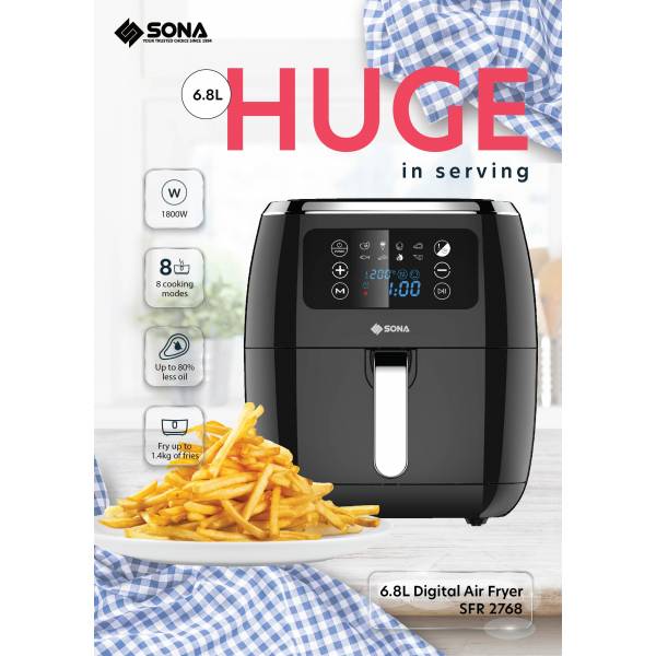 Sona Digital Air Fryer 6.8L SFR 2768