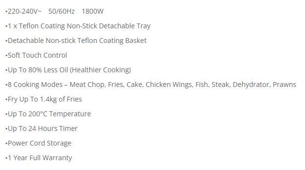 Sona Digital Air Fryer 6.8L SFR 2768