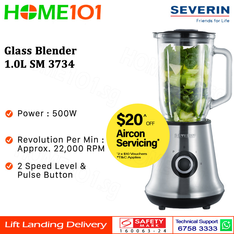 Severin Glass Blender 2 Speeds and Pulse Function 1.0L 500W SM 3734