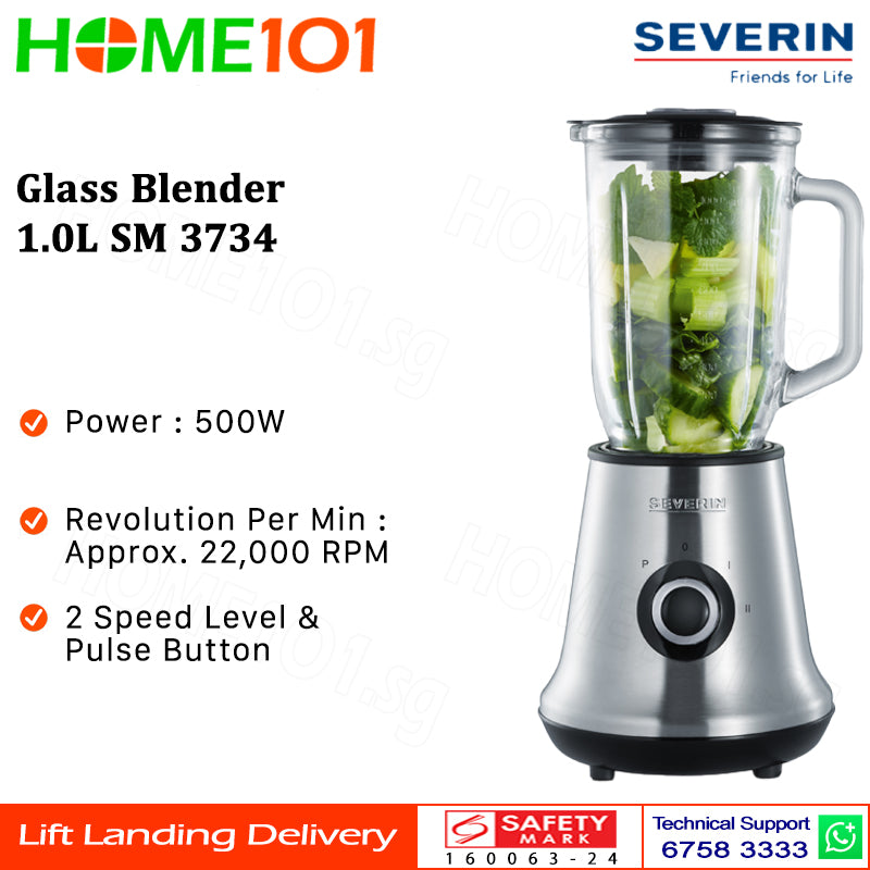 Severin Glass Blender 2 Speeds and Pulse Function 1.0L 500W SM 3734