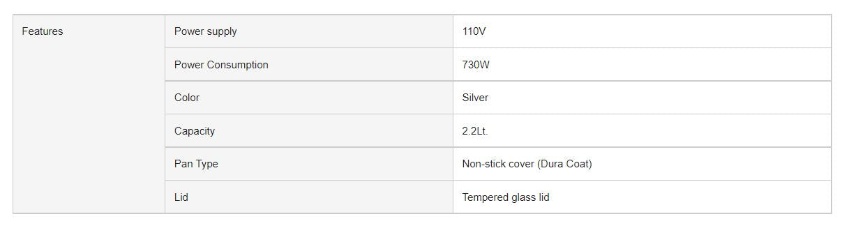 Panasonic Rice Cooker 2.2L SR-Y22