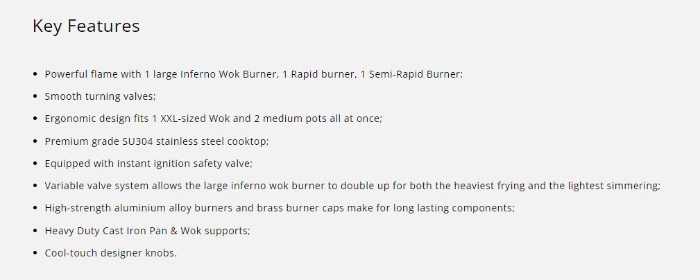 Tecno Stainless Steel Cooker Hob 3 Burners SR838SV - LPG / PUB - FREE INSTALLATION