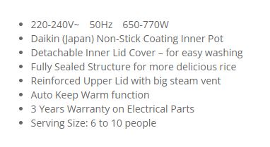 Sona Rice Cooker 1.8L SRC 2601