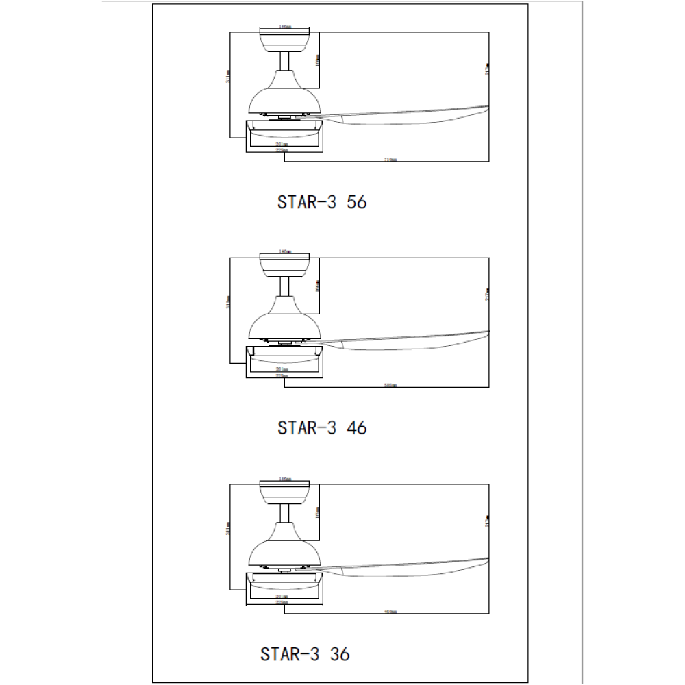 ($1 REPLACEMENT) Bestar DC Motor Ceiling Fan with Remote Control & Light 36”/46”/56” Star-3