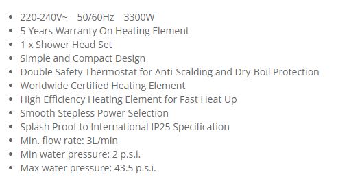 Sona Instantaneous Water Heater SWH 226