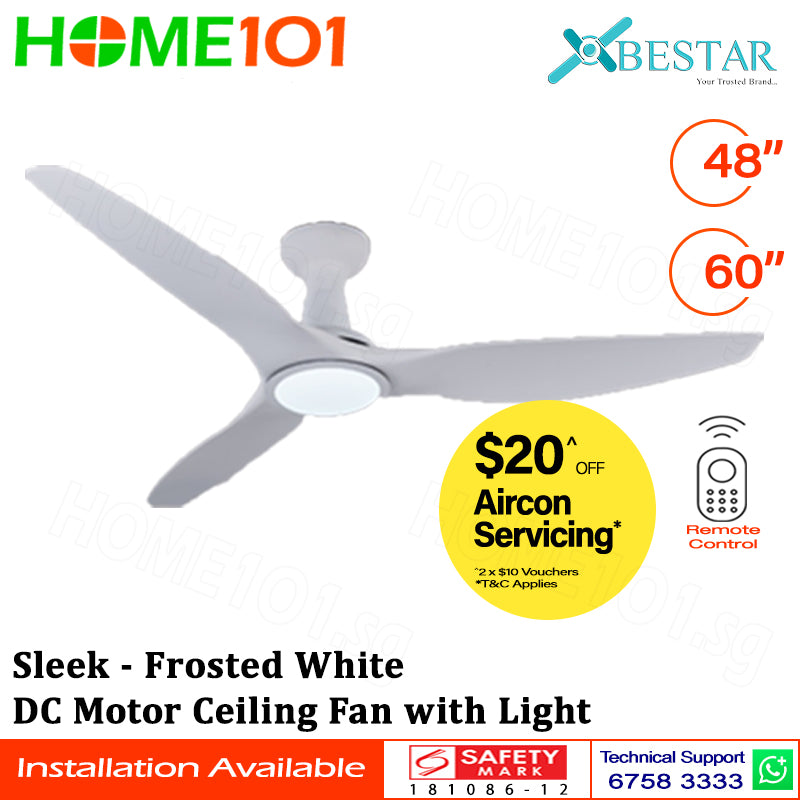 ($1 REPLACEMENT) Bestar DC Motor Ceiling Fan with Remote Control & Light 48”/60” Sleek