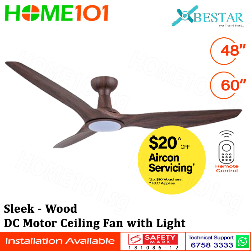 ($1 REPLACEMENT) Bestar DC Motor Ceiling Fan with Remote Control & Light 48”/60” Sleek