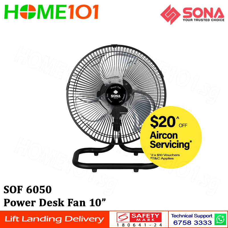 Sona Power Desk Fan 10" SOF 6050