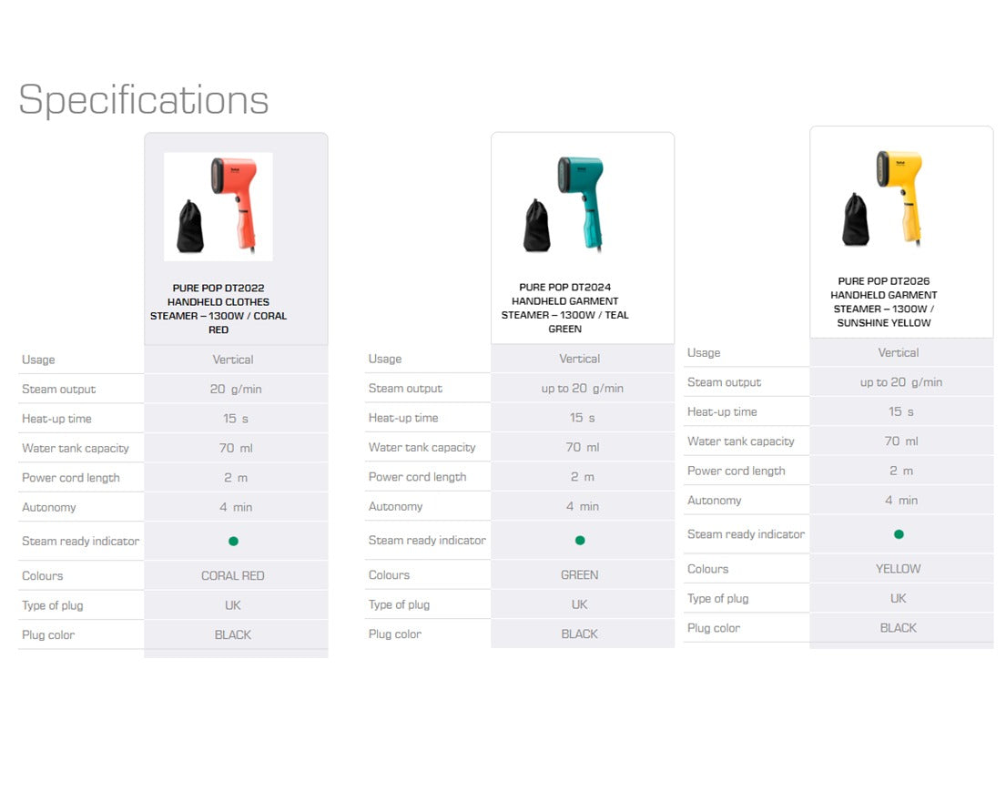 Tefal Handheld Garment Steamer 1300W DT2022 || DT2024 || DT2026