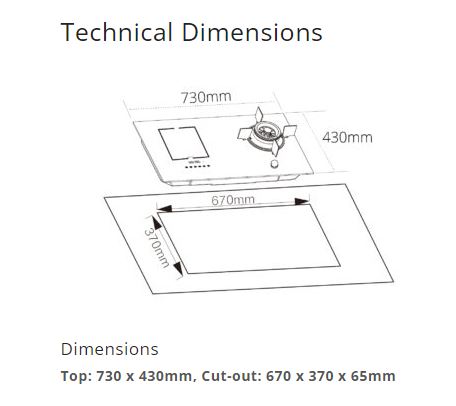 Tecno Gas Induction Hybrid Glass Hob 1 Burner and 1 Zone T-788GI - LPG / PUB - FREE INSTALLATION