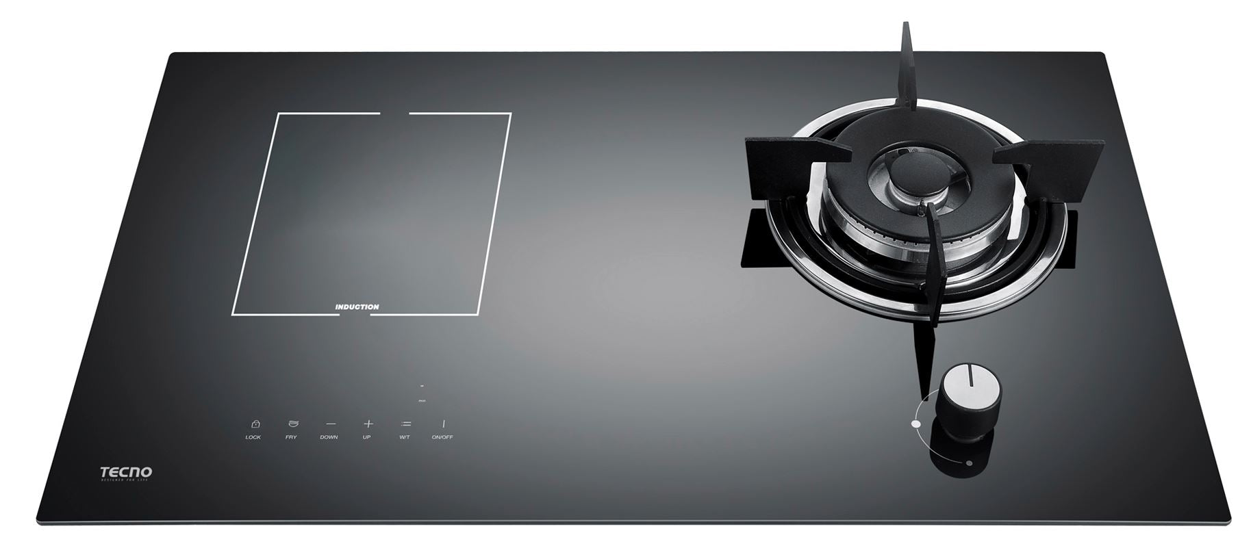 Tecno Gas Induction Hybrid Glass Hob 1 Burner and 1 Zone T-788GI - LPG / PUB - FREE INSTALLATION