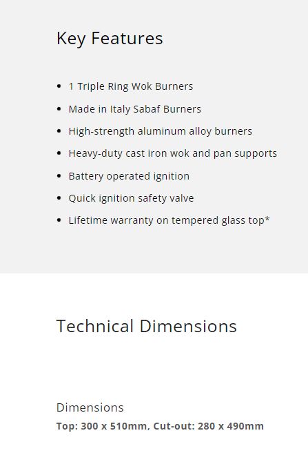Tecno Tempered Glass Cooker Hob 1 Burner TA 311TRSV || TA311TRSV - LPG / PUB - FREE INSTALLATION