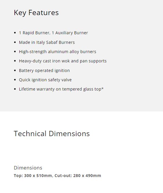 Tecno Tempered Glass Cooker Hob 2 Burners TA 312SRSV || TA312SRSV - LPG / PUB - FREE INSTALLATION