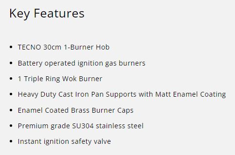 Tecno Stainless Steel Domino Cooker Hob 1 Burner TA 321TRSV - LPG / PUB - FREE INSTALLATION