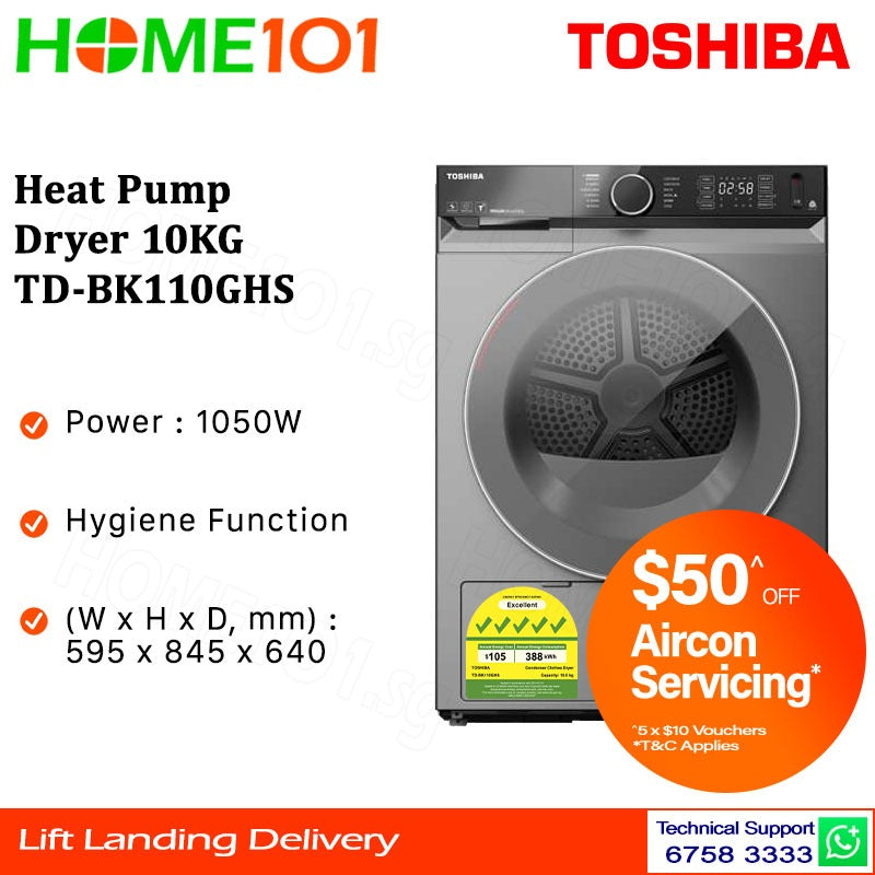Toshiba Heat Pump Dryer 10KG TD-BK110GHS
