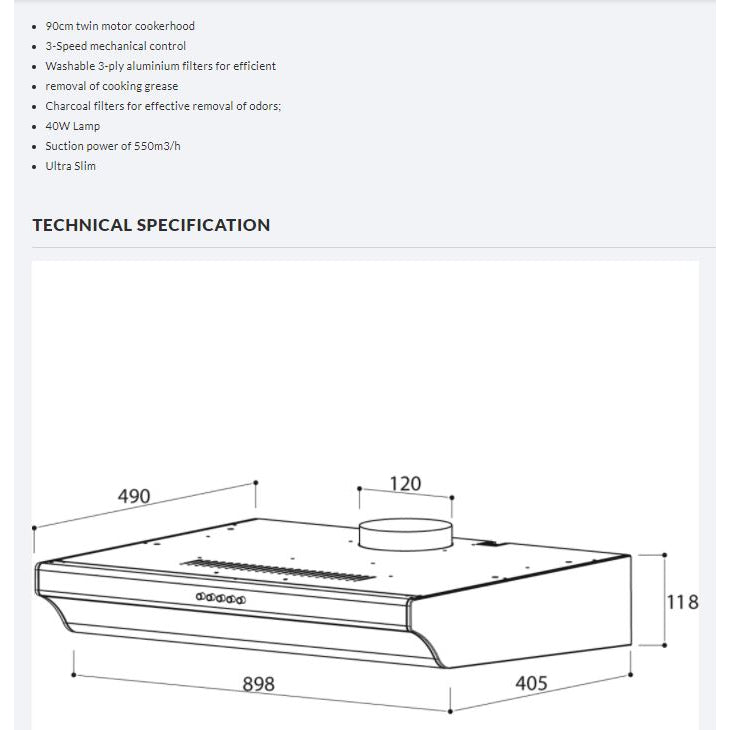 Tecno Ultra Slim Hood TH 918T