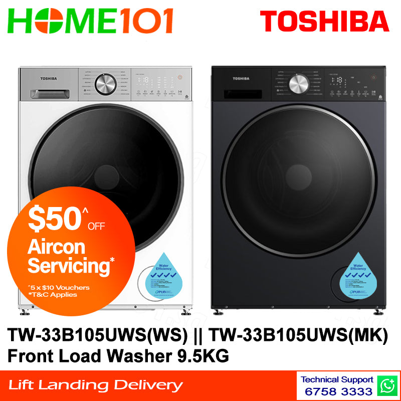 Toshiba Front Load Washer 9.5KG TW-T33B105UWS(WS) || TW-T33B105UWS(MK)