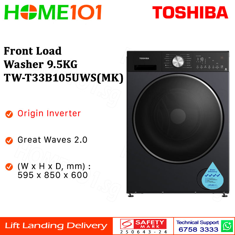 Toshiba Front Load Washer 9.5KG TW-T33B105UWS(WS) || TW-T33B105UWS(MK)