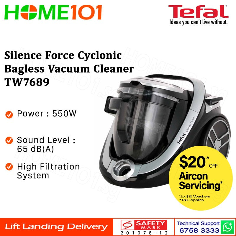 Tefal Silence Force Cyclonic Bagless Vacuum Cleaner TW7689