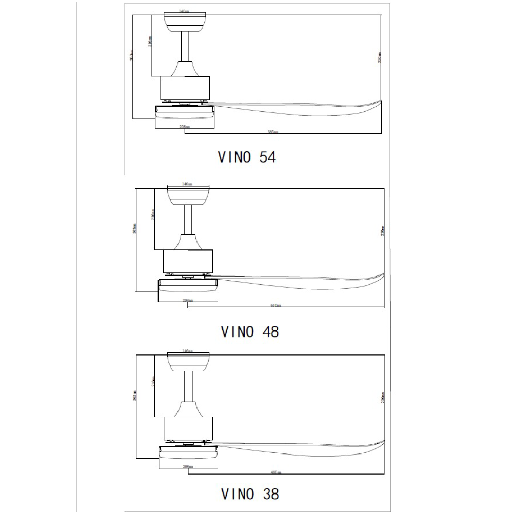 ($1 REPLACEMENT) Bestar DC Motor Ceiling Fan with Remote Control & Light 38”/48”/54” Vino