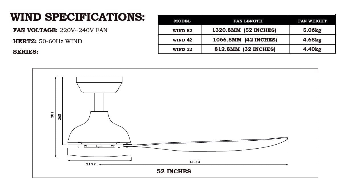 ($1 REPLACEMENT) Bestar DC Motor Ceiling Fan with Remote Control & Light 32"/42”/52" Wind