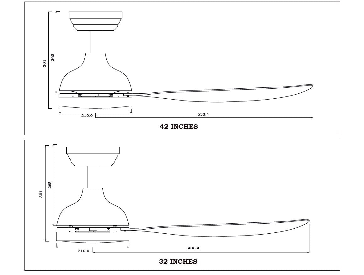 ($1 REPLACEMENT) Bestar DC Motor Ceiling Fan with Remote Control & Light 32"/42”/52" Wind